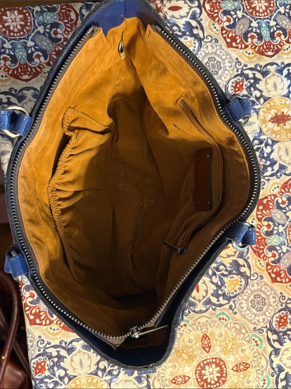 Patricia Nash Cobalt Blue Leather Tote with Top Handles - Picture 4 of 4